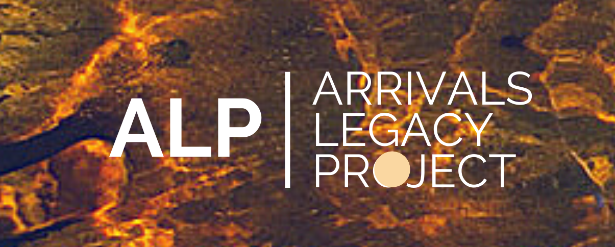 ALP - Arrivals Legacy Project wordmark is set over a brown lofi background, and the O is covered up in a beige circle