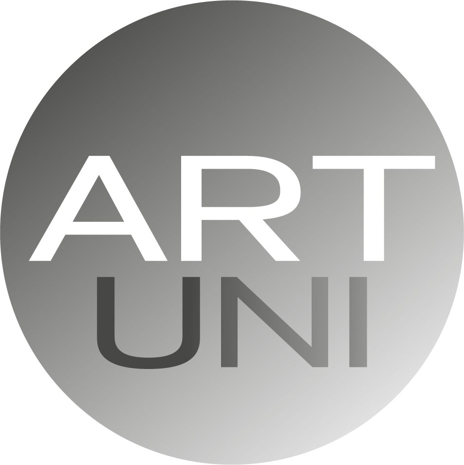 Art Universe Logo - the wordmark Art Uni is in a grey gradient circle.