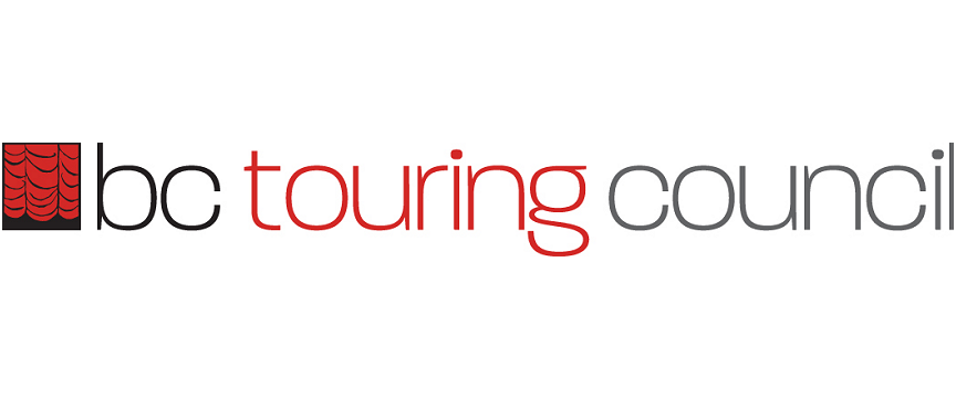 BC Touring Council wordmark, with a red logo of red curtains to the left.