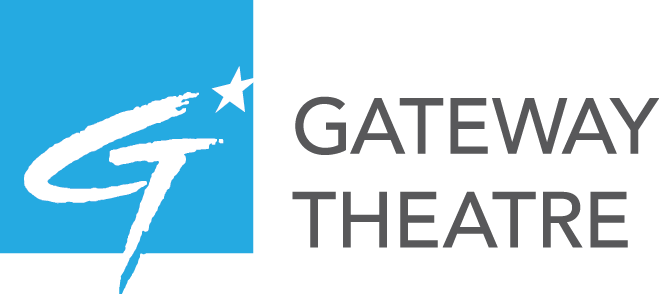 Gateway Theatre logo - A blue square with a brushstroke G and a star to the left, and the wordmark Gateway Theatre to the right.