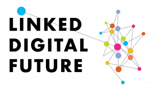 Linked Digital Future logo with a series of multicoloured dots to the right.