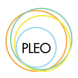 PLEO Logo - Different coloured circles surrounds the word PLEO in Futura font, and below is the wordmark Pacific Legal Education And Outreach Society