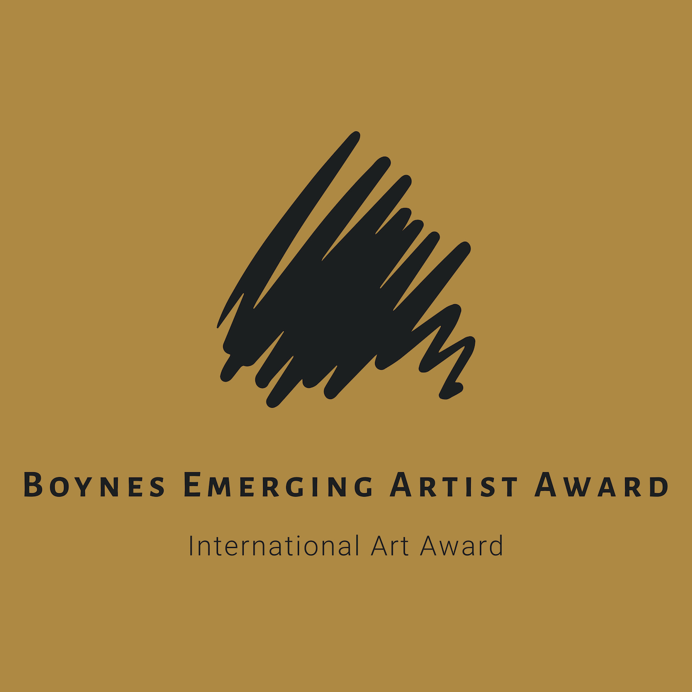 Boynes Emerging Artist Award logo - a scribble, with the wordmark Boynes Emerging Artist Award below. The tagline, International Art Award is below that.
