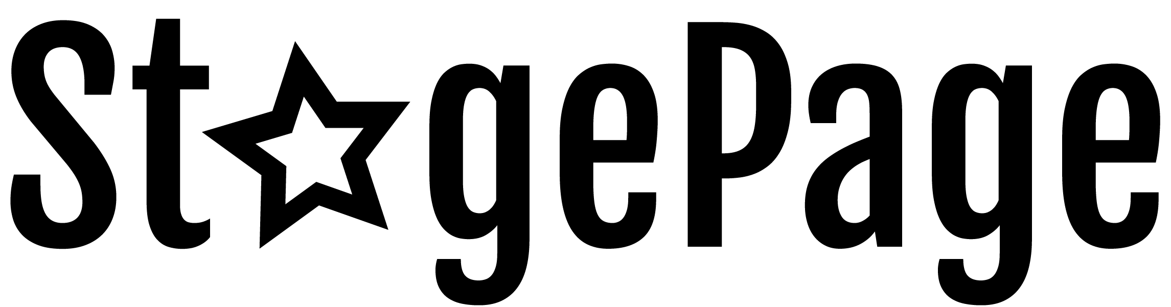 Stagepage wordmark, the first A is a star