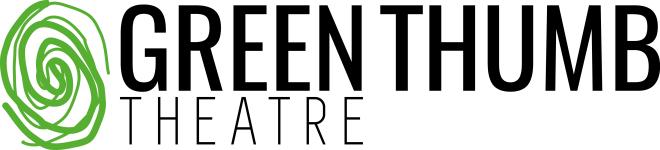 Green Thumb Theatre logo, to the left of the wordmark is a green thumbprint