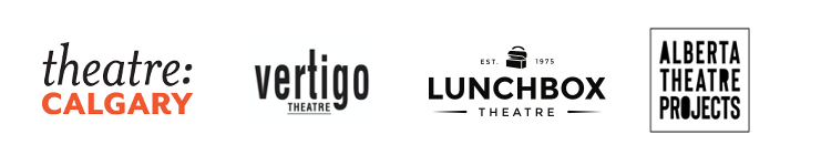 Theatre Calgary, Vertigo Theatre, Lunchbox Theatre, Alberta Theatre logos