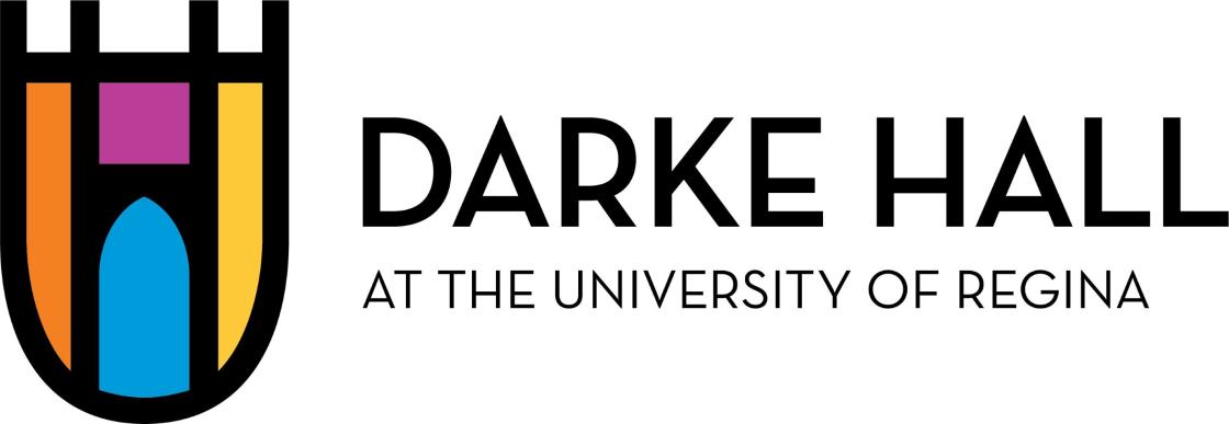 Darke Hall logo - to the left of the wordmark is a multicoloured shield