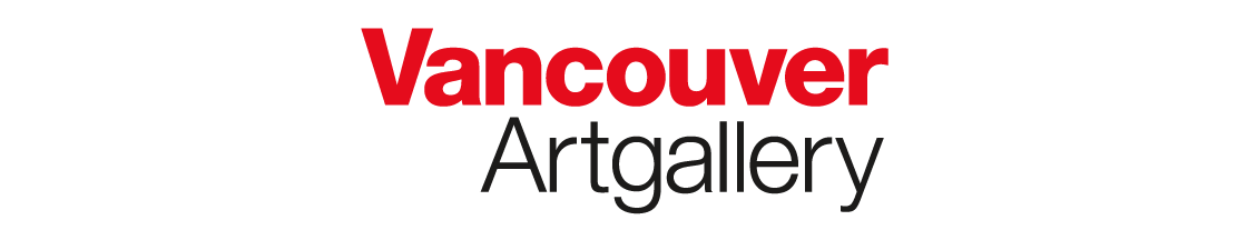 Vancouver Artgallery wordmark, the word Vancouver is in bold red, Artgallery in thin grey